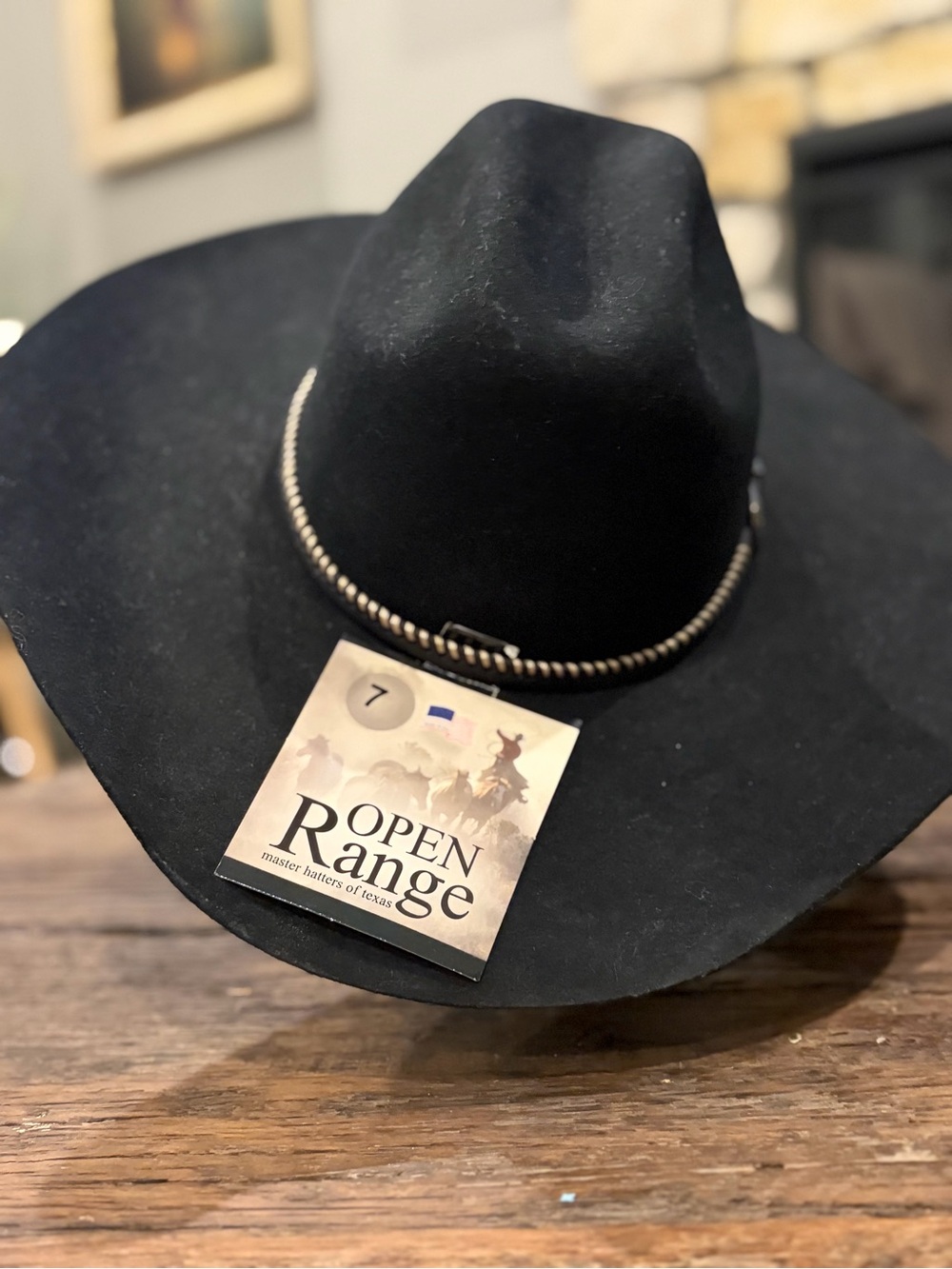 Black Wool Western Hat with Silver Bead Band